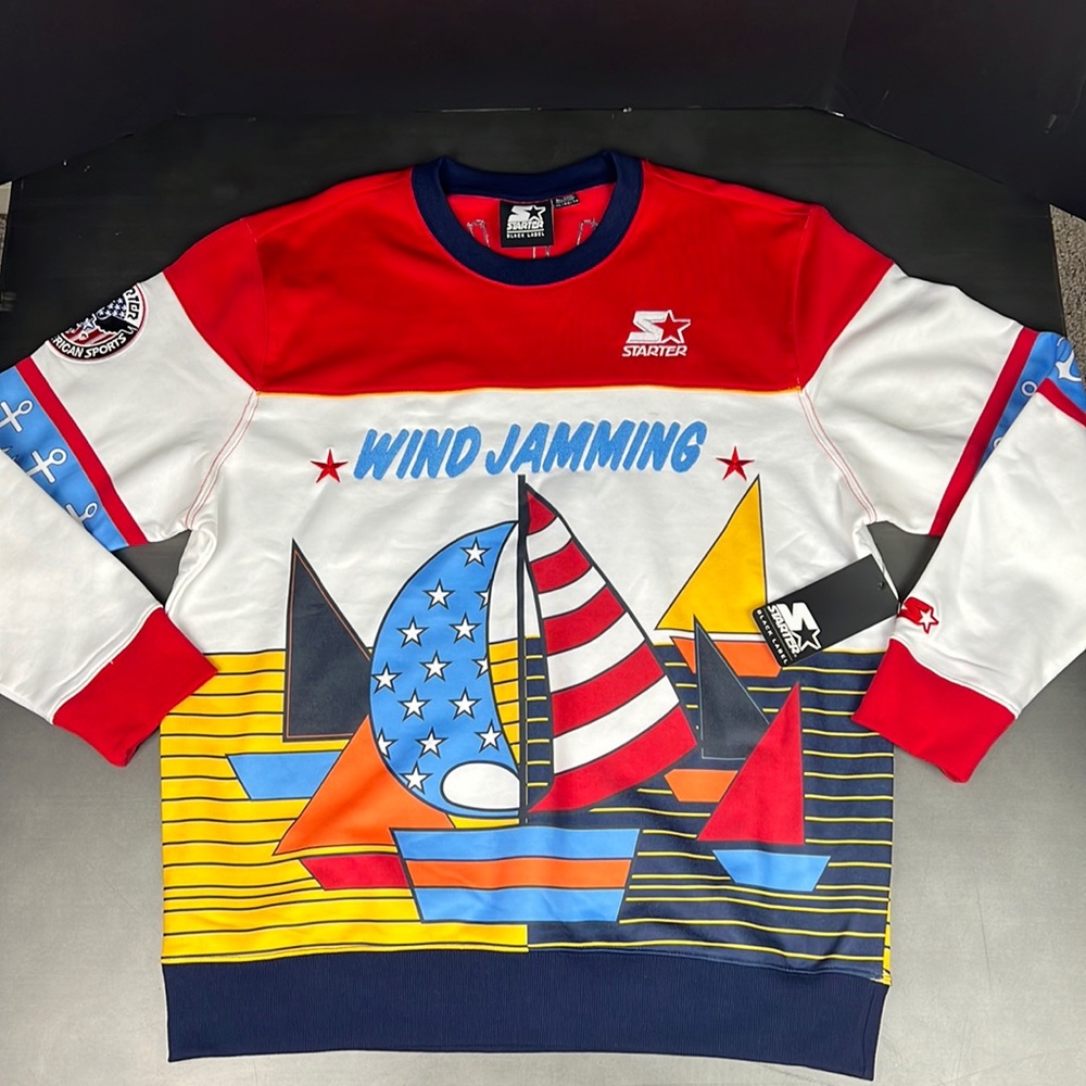 Starter Black Label Wind Jamming Sweatshirt. Sailing/Yacht/Boating. Mens Size XL